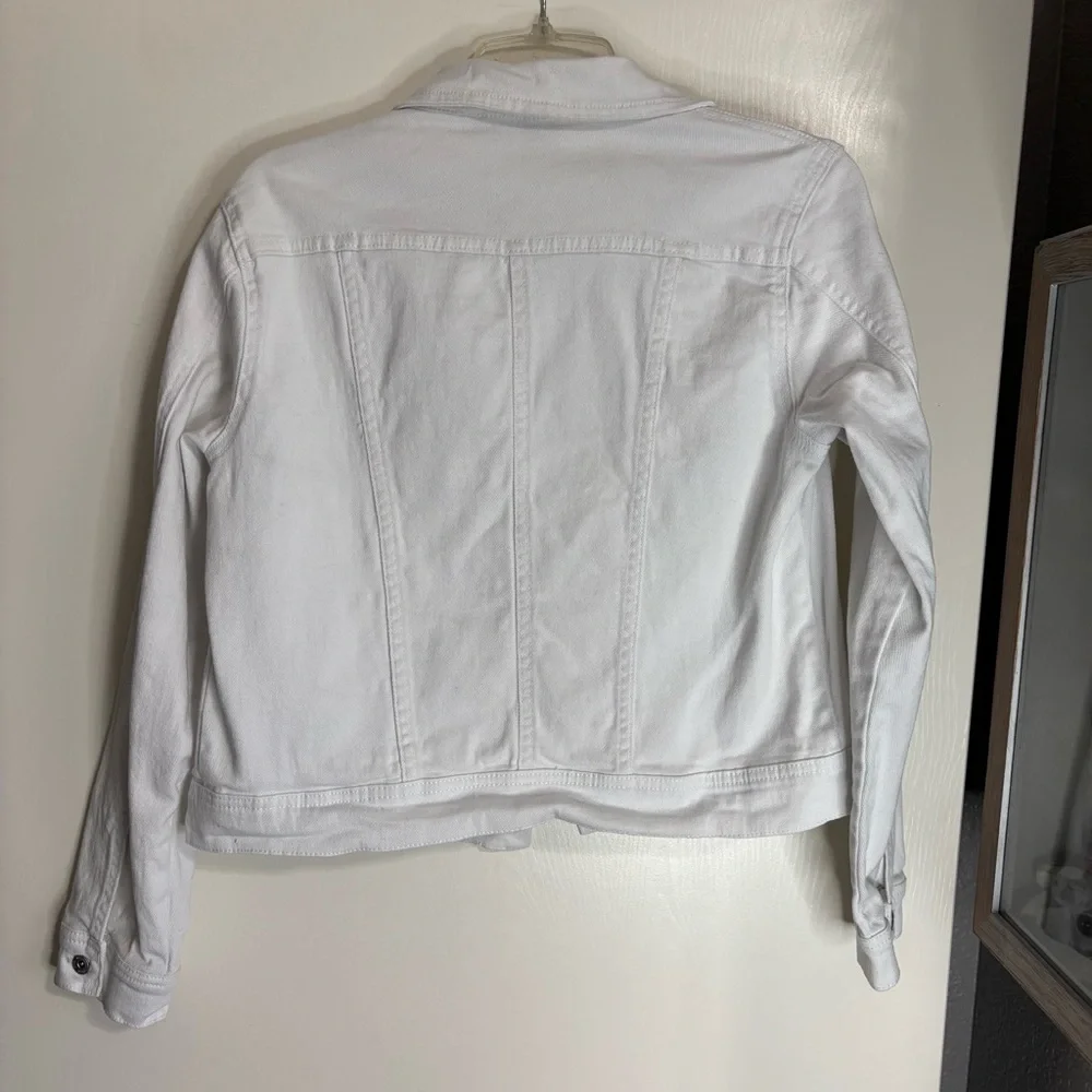 Anne Klein White Jean Jacket Cropped Classic - Picture 6 of 6